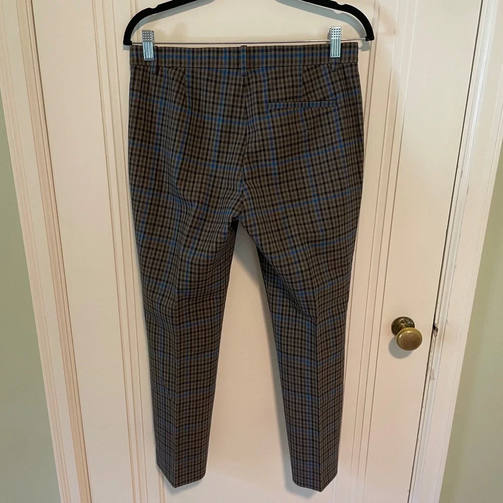 Theory Testra Plaid Wool Blend Dress Pants Size 4 - Picture 4 of 6